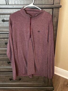 Travis Mathew Men's Heather Plum Quarter-Zip Performance Pullover